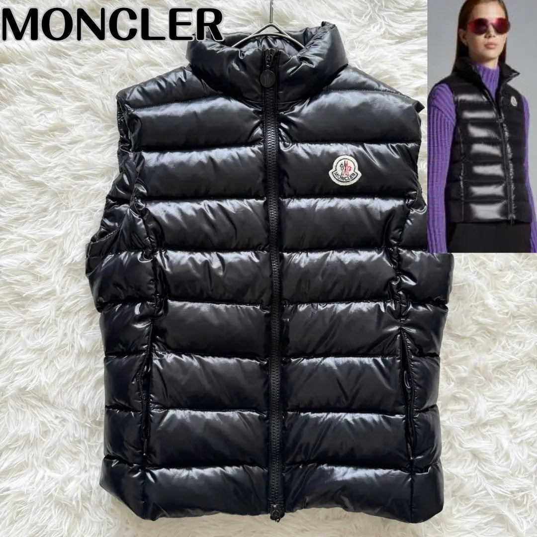 [Moncler] Chaleco de plumas GHANY GILET Negro 0 Recubrimiento de logotipo