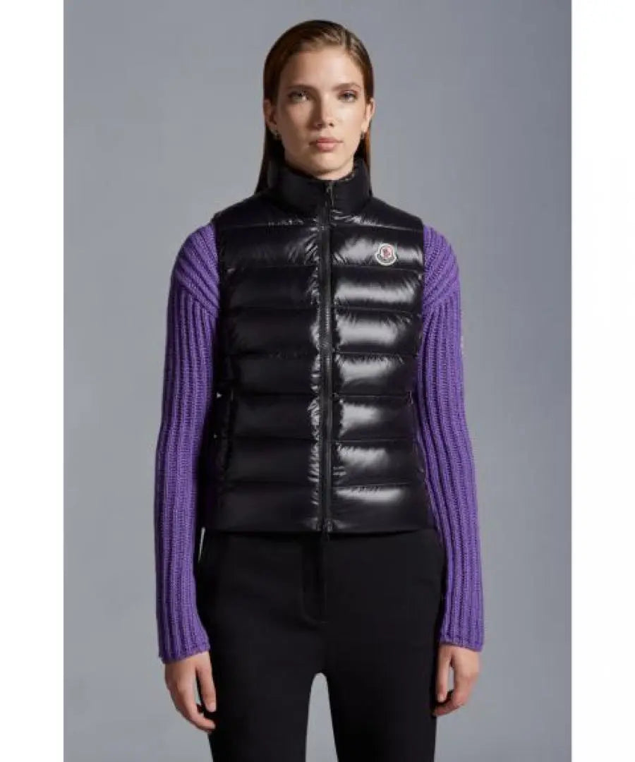 [Moncler] Chaleco de plumas GHANY GILET Negro 0 Recubrimiento de logotipo