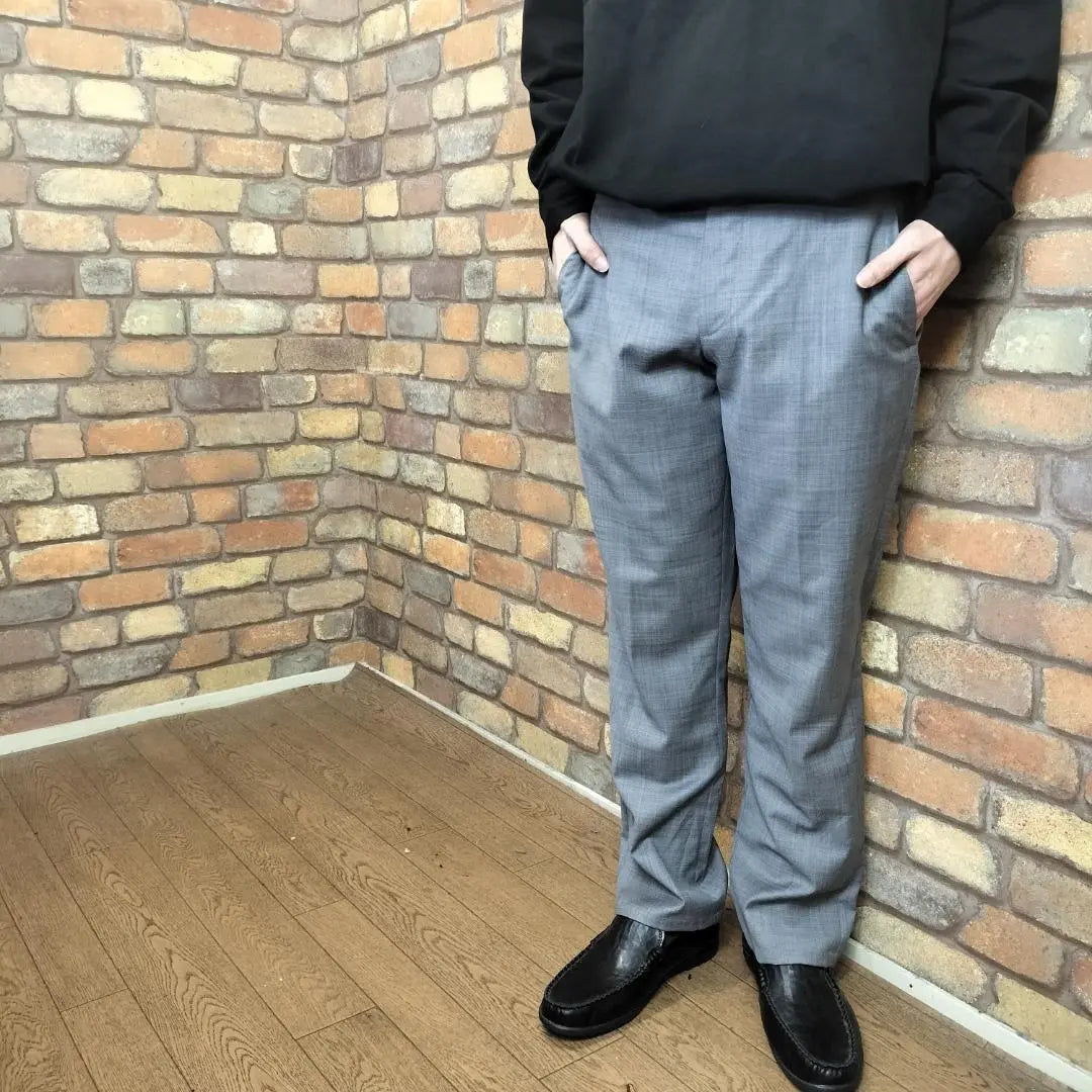 ★Good condition★Genuine product★Melange gray no-tuck slacks SL1-491