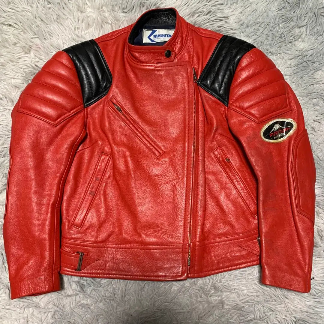 KUSHITANI Leather Jacket Single Rider Genuine Leather