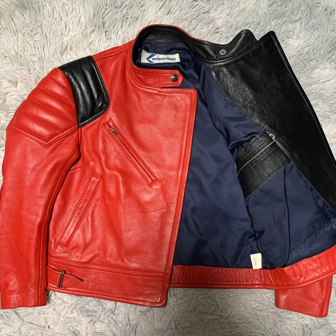 KUSHITANI Leather Jacket Single Rider Genuine Leather