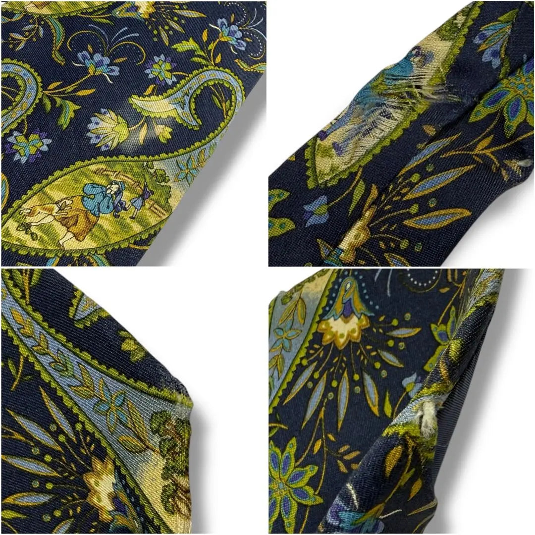 [Limited] Salvatore Ferragamo High-brand Silk Tie Flower Italy Navy