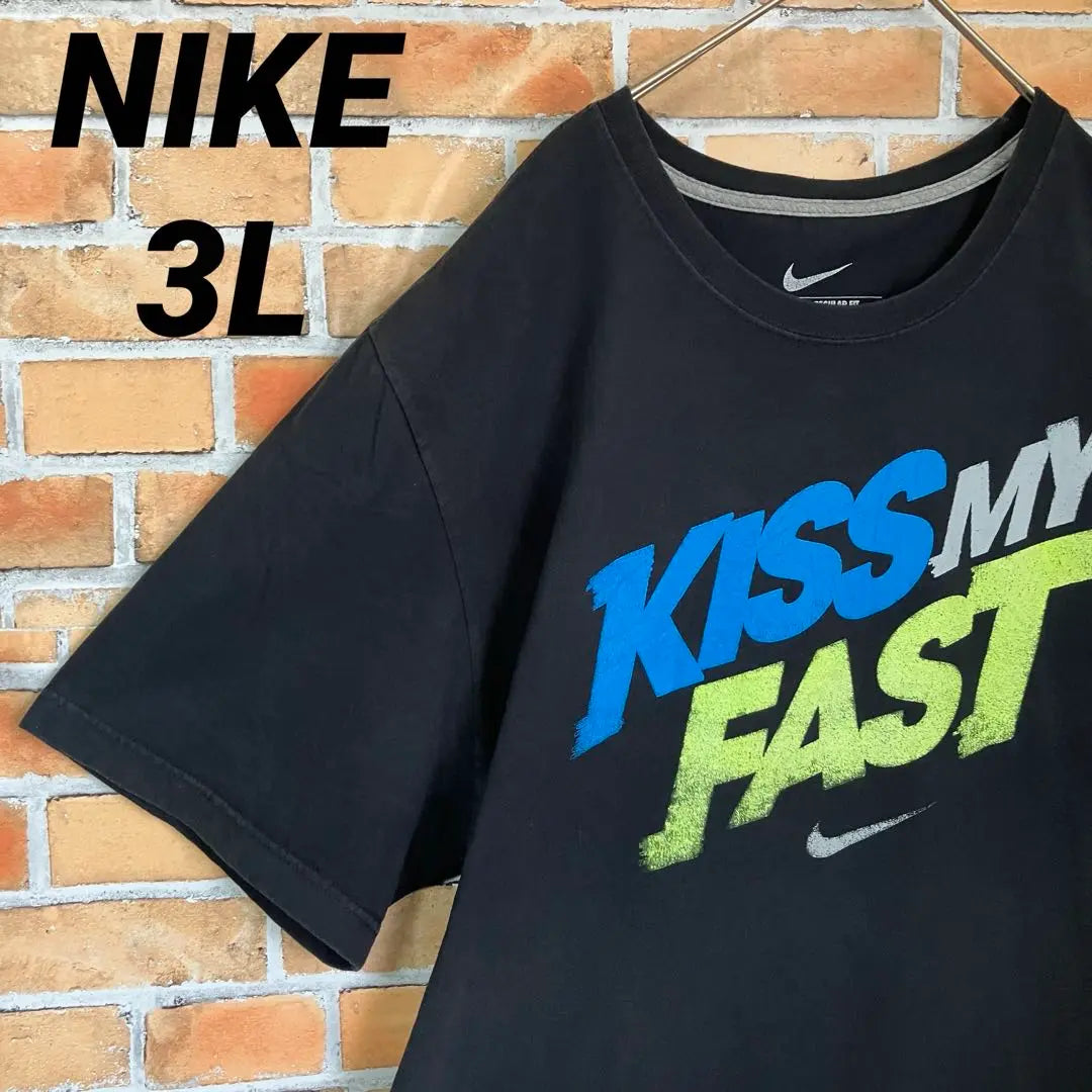 NIKE Big Print Big Logo Swoosh Short Sleeve T-Shirt Black 3L