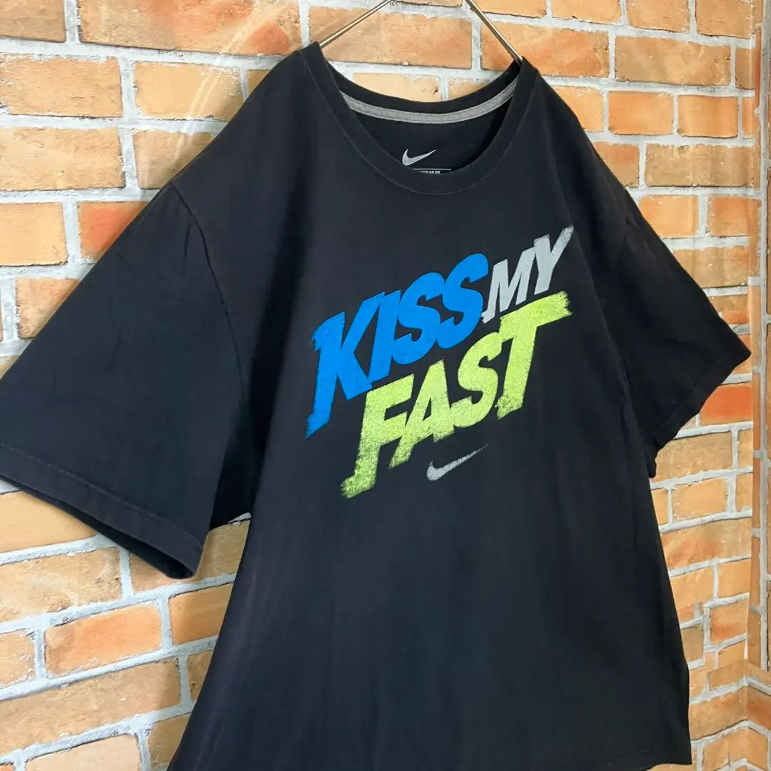 NIKE Big Print Big Logo Swoosh Short Sleeve T-Shirt Black 3L