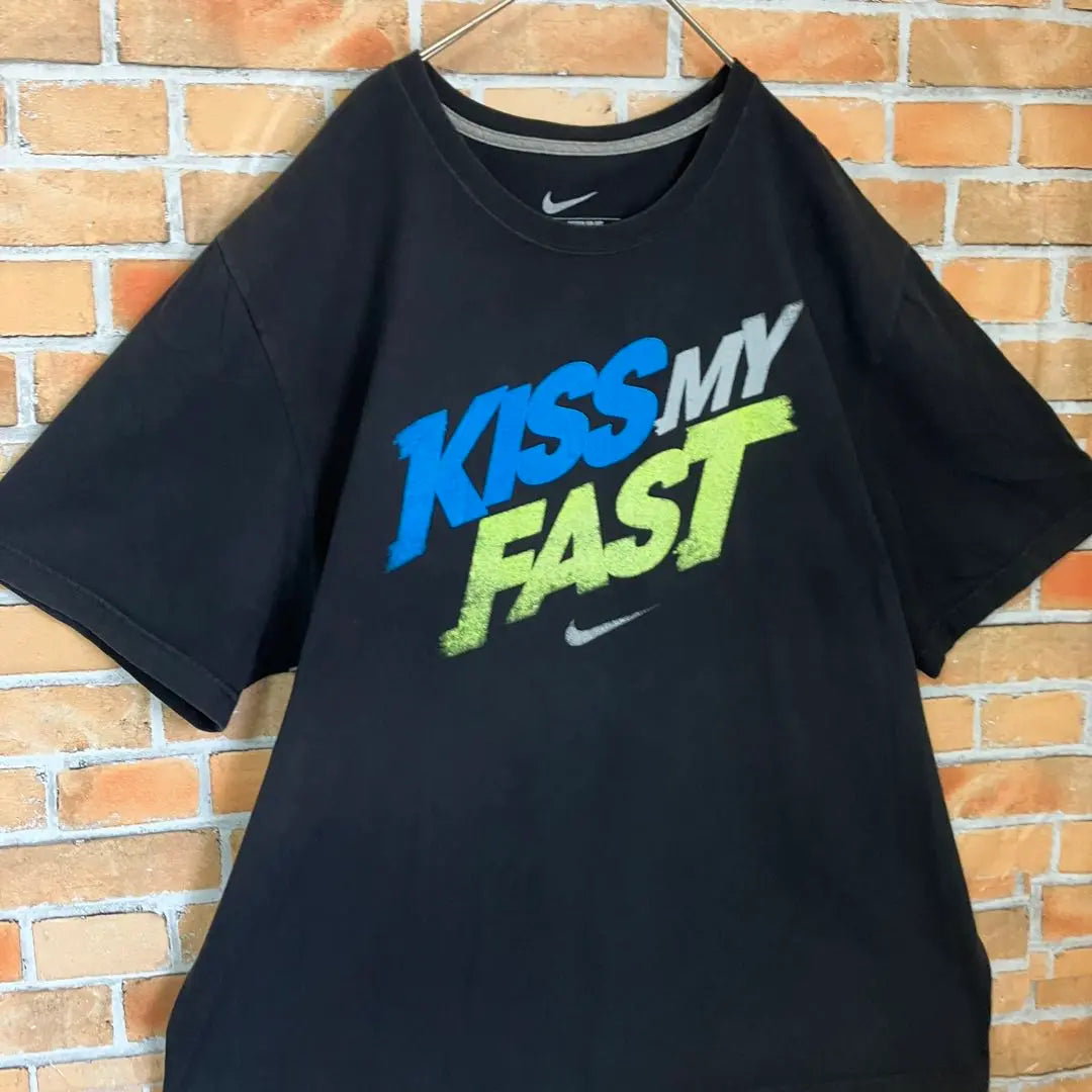 NIKE Big Print Big Logo Swoosh Short Sleeve T-Shirt Black 3L