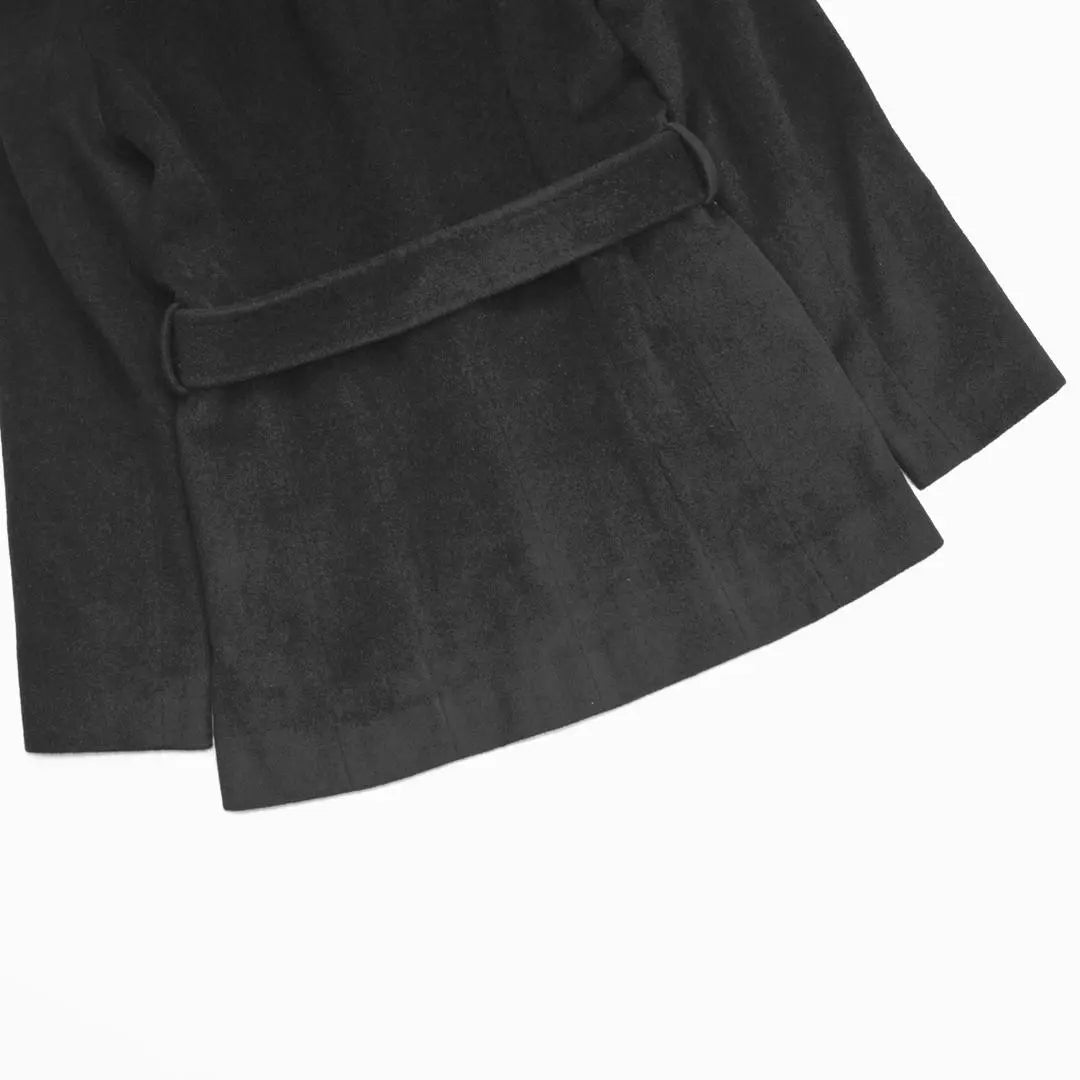 [Buen estado] Gabardina de lana virgen con cintura marcada de INED, fabricada en Japón, talla M, color negro