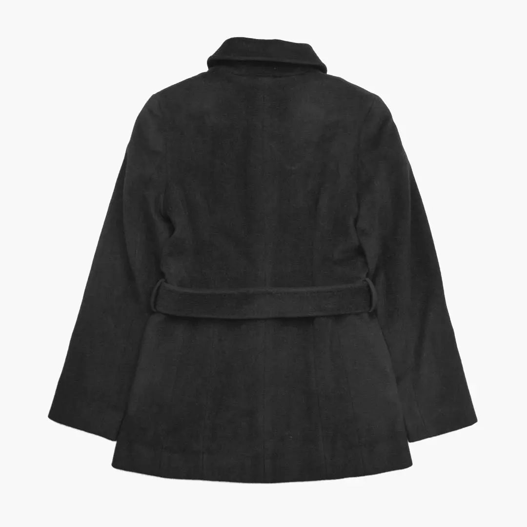 [Buen estado] Gabardina de lana virgen con cintura marcada de INED, fabricada en Japón, talla M, color negro