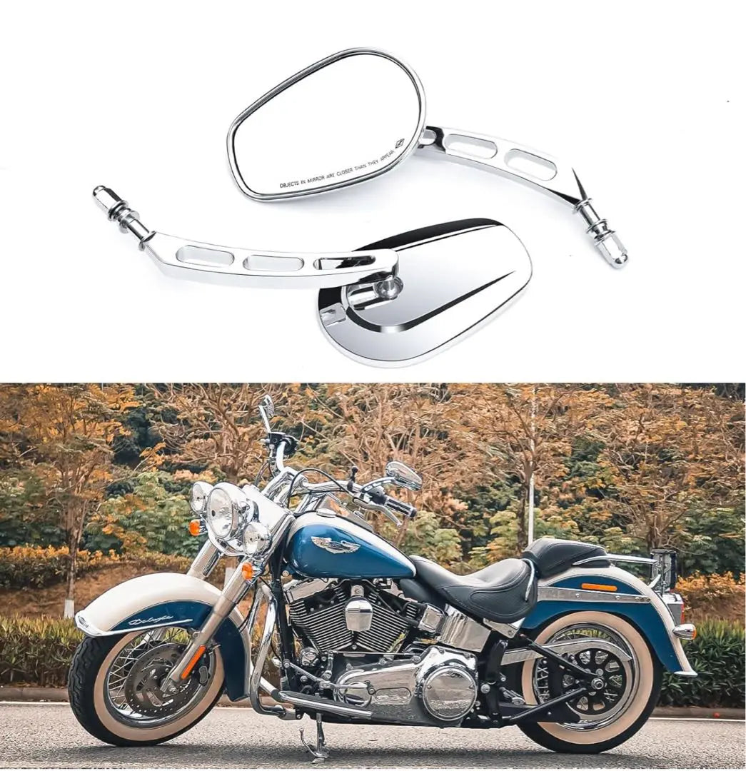 Espejo retrovisor de motocicleta (Cromo-HL) - Manillar calado de 8 mm Harley | オートバイクバックミラー (クロム-HL)-8 mmハンドルバー透かし彫ハーレー