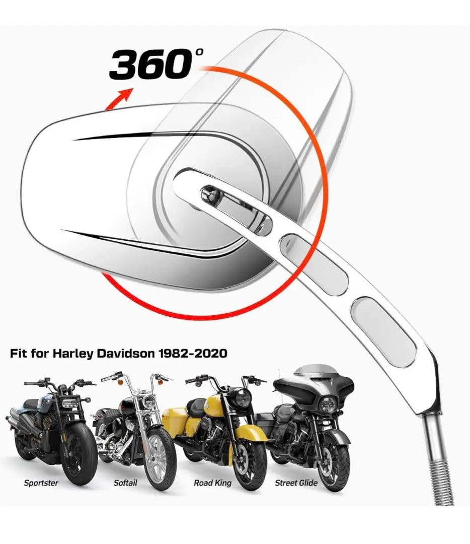 Espejo retrovisor de motocicleta (Cromo-HL) - Manillar calado de 8 mm Harley | オートバイクバックミラー (クロム-HL)-8 mmハンドルバー透かし彫ハーレー