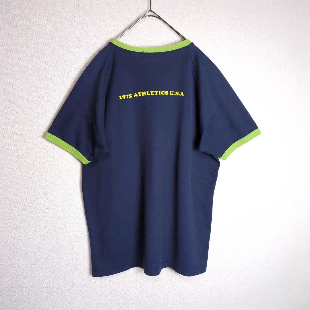 Camiseta Ringer L Raglance Caypa Yuru Dowel Vintage Ropa color marino | リンガーTシャツ L ラグランス ケイパ ゆるダボ ヴィンテージ 紺色系 古着