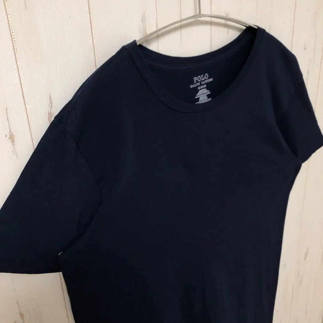 Polo Ralph Lauren Navy T -shirt M embroidery Pony Point Logo used clothes