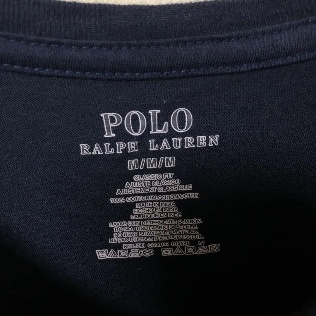 Polo Ralph Lauren Navy T -shirt M embroidery Pony Point Logo used clothes