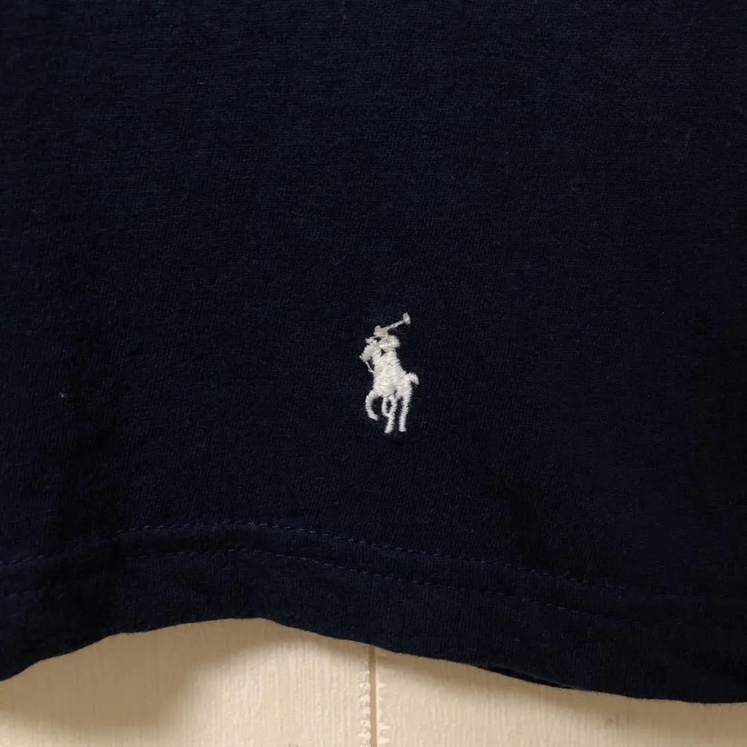 Polo Ralph Lauren Navy T -shirt M embroidery Pony Point Logo used clothes