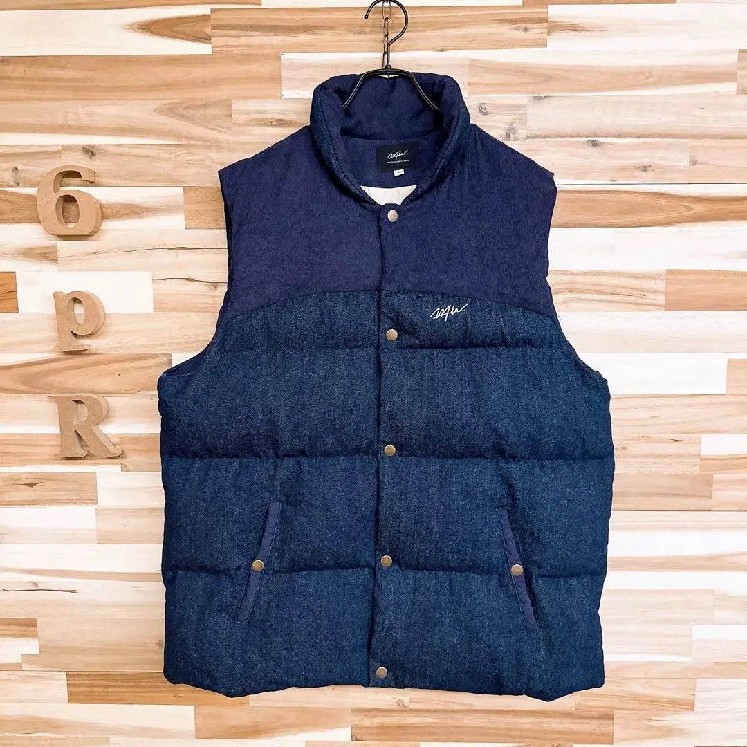 Rare/Discontinued [Double Tee] WTW Denim Switching Down Vest L Navy