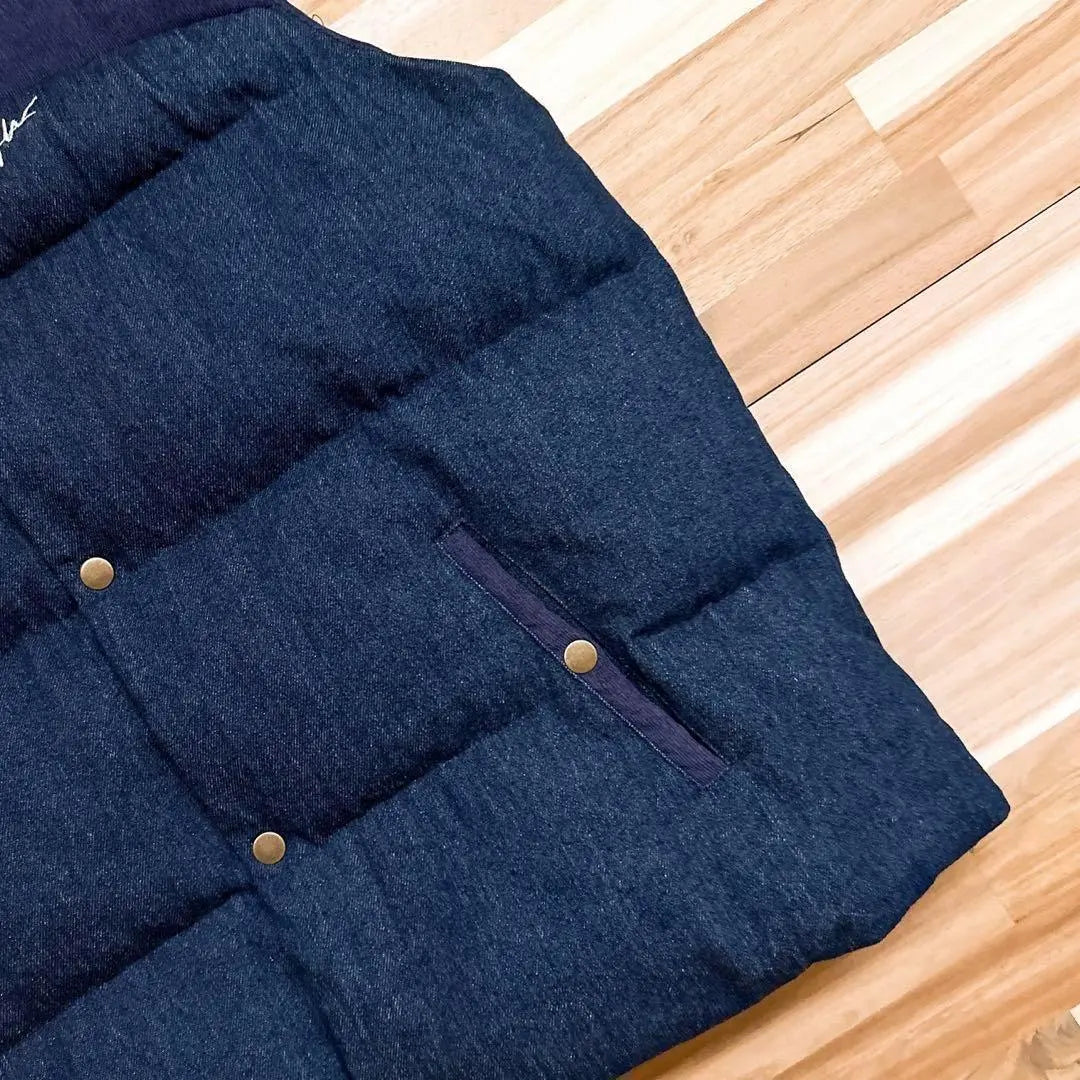 Rare/Discontinued [Double Tee] WTW Denim Switching Down Vest L Navy