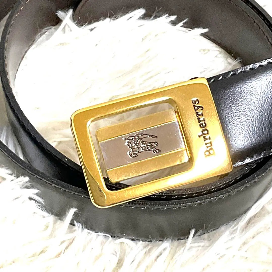 #264 Burberrys Narrow Belt Leather Gold Men's