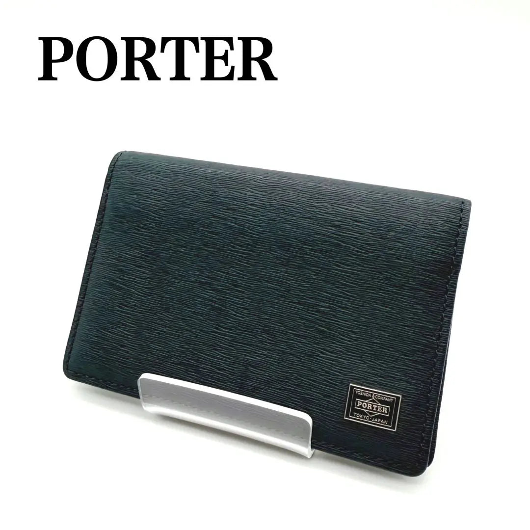 [Good condition] Porter Current Business Card Holder Card Case Navy Leather