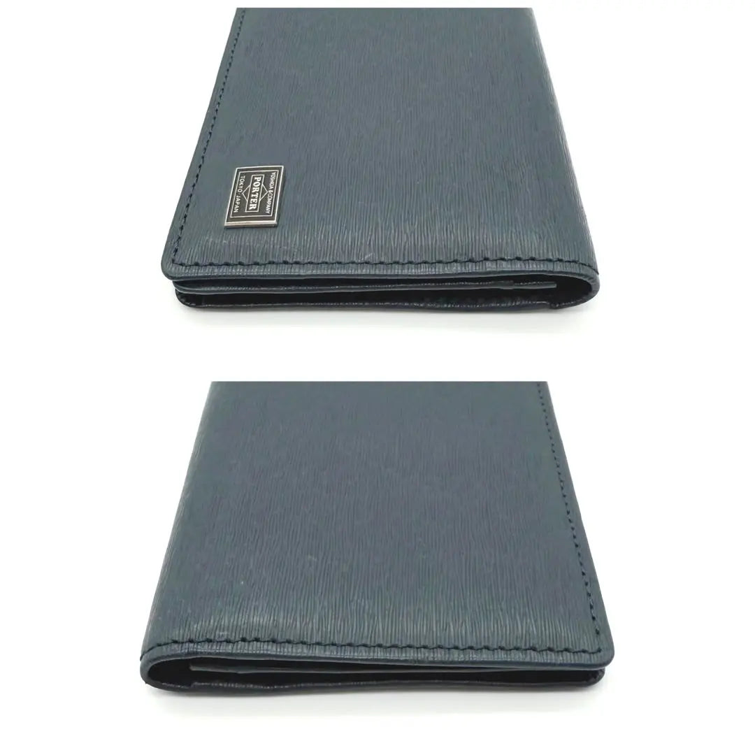 [Good condition] Porter Current Business Card Holder Card Case Navy Leather