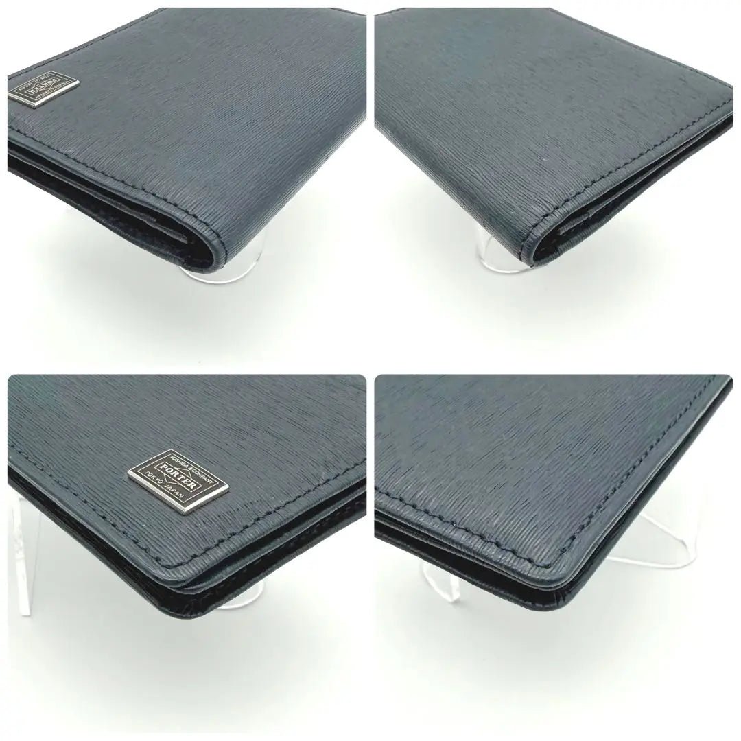 [Good condition] Porter Current Business Card Holder Card Case Navy Leather