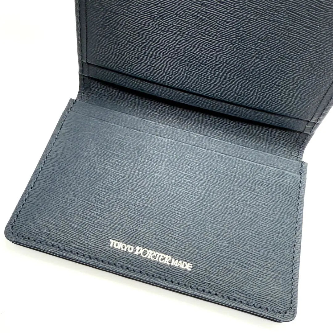 [Good condition] Porter Current Business Card Holder Card Case Navy Leather