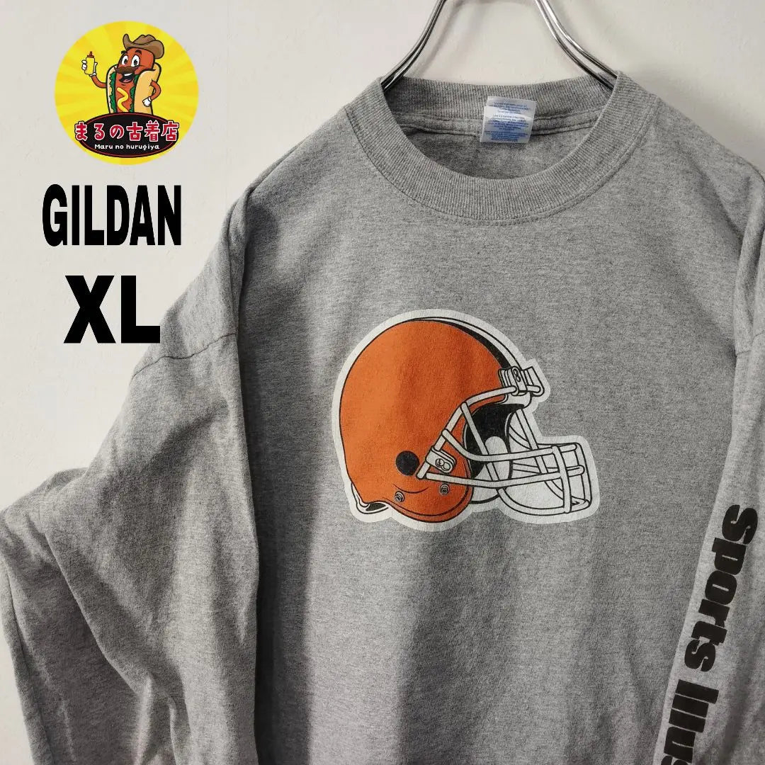 USA Vintage GILDAN Long T-shirt XL Gray Football