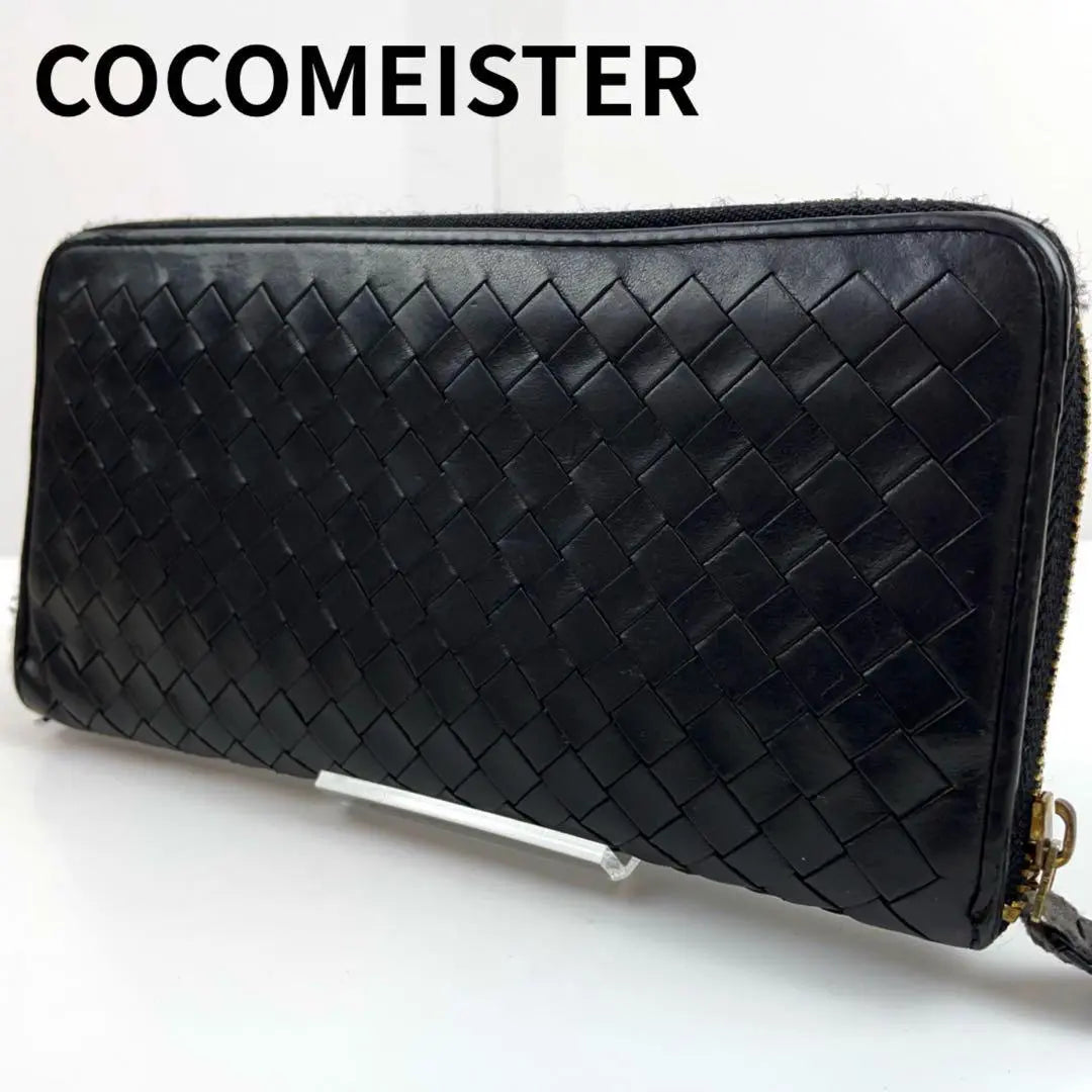 Coco Meister Long Wallet Mattone Round Zipper Intre Black