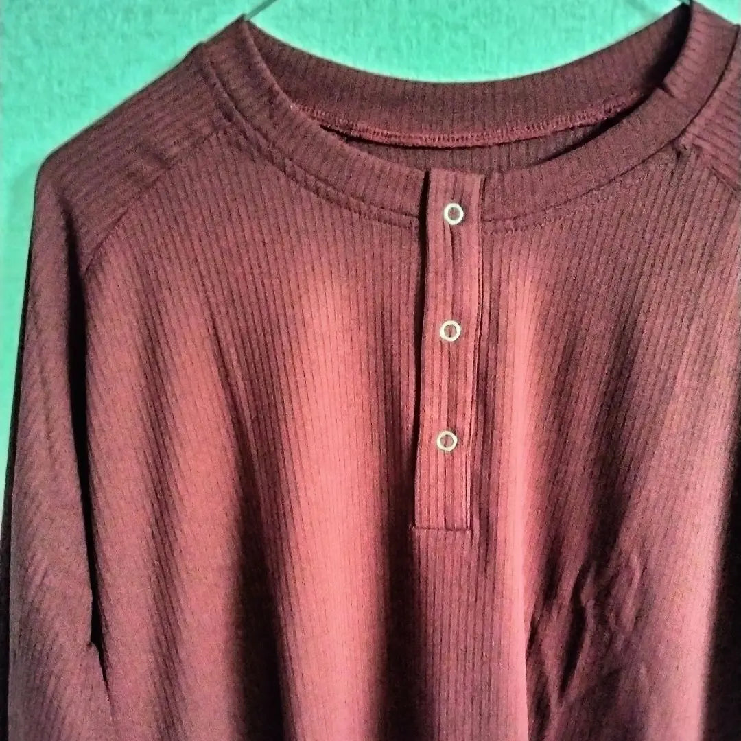 ✨ Brand new and unused✨ Rib cut and sew size XL Men's Long Sleeve T-shirt Bordeaux