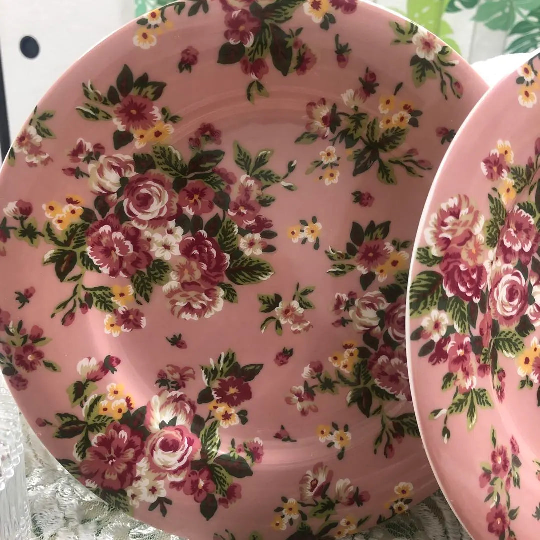 MAMAIKU KO floral pattern pink plate set 6 pieces