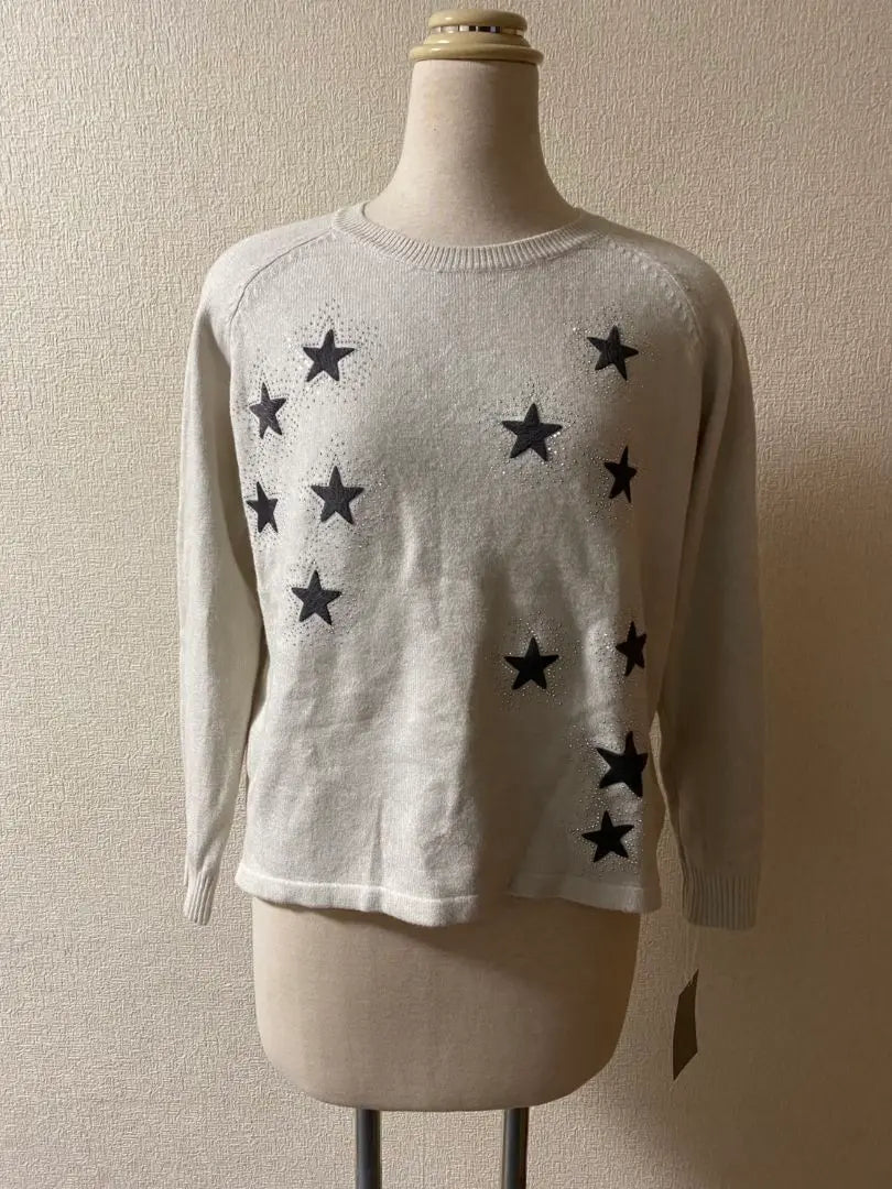 [New and unused] GRAND BLUE Women's Knit Sweater White Star Pattern