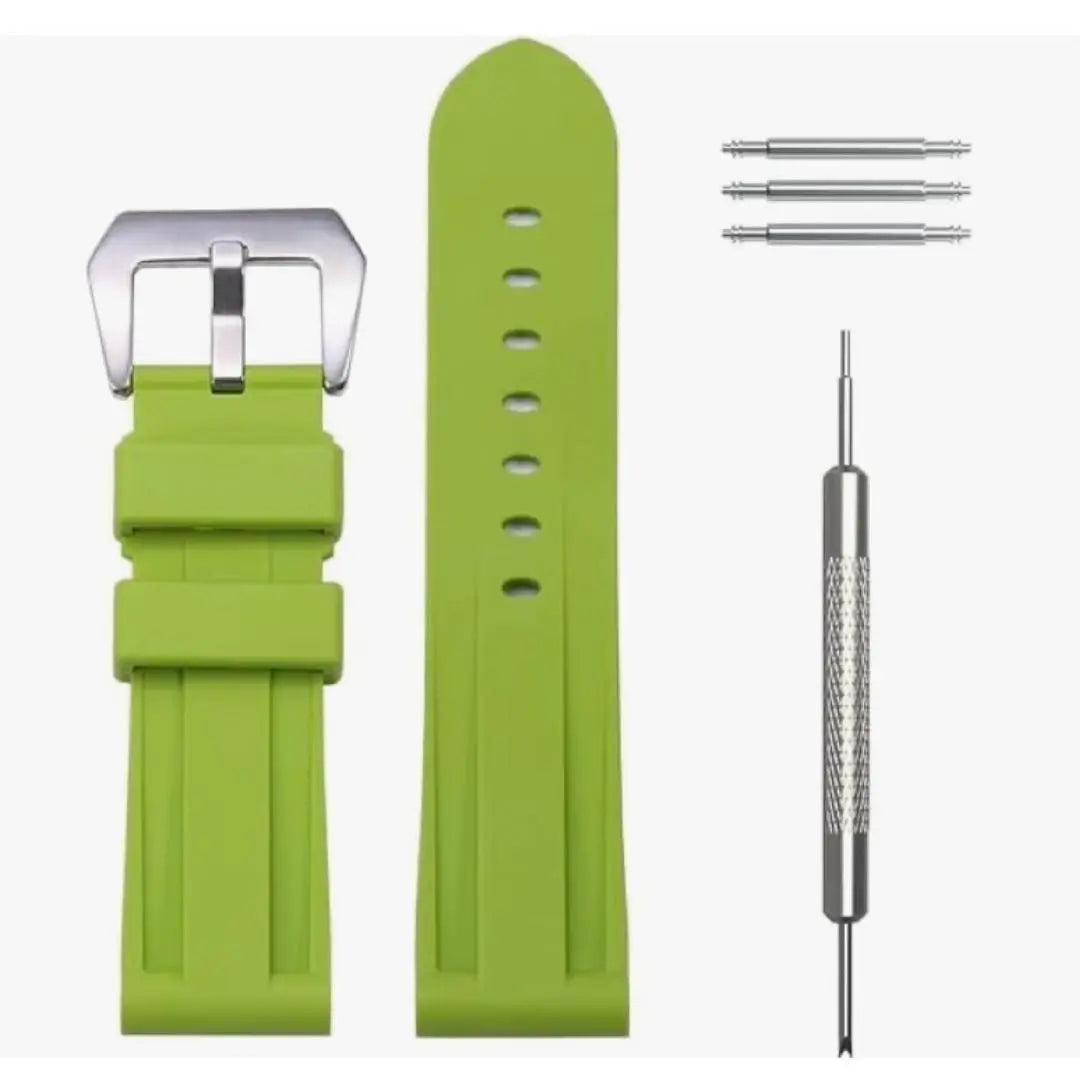 20mm Men's Premium Soft Rubber Watch Band H Type Waterproof Green