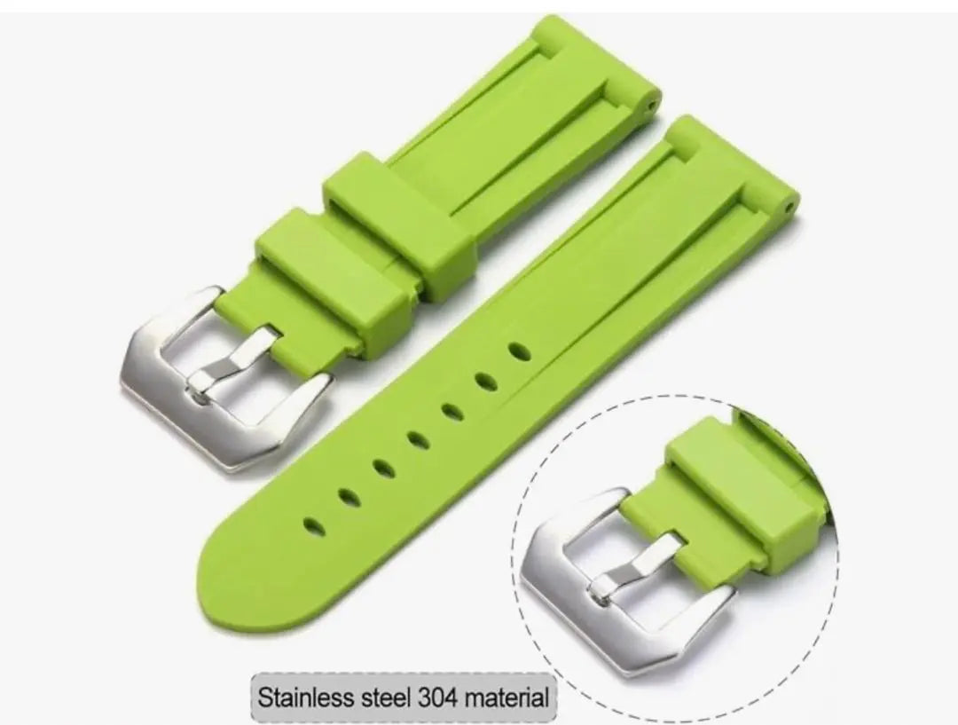 20mm Men's Premium Soft Rubber Watch Band H Type Waterproof Green