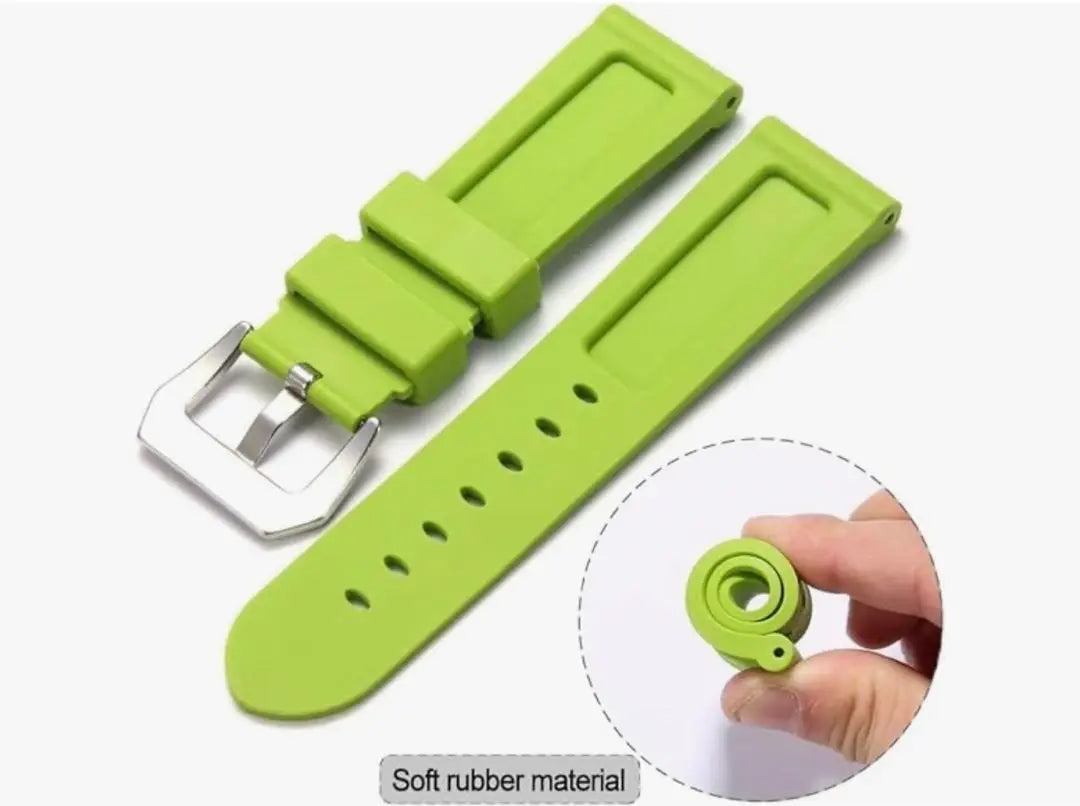 20mm Men's Premium Soft Rubber Watch Band H Type Waterproof Green