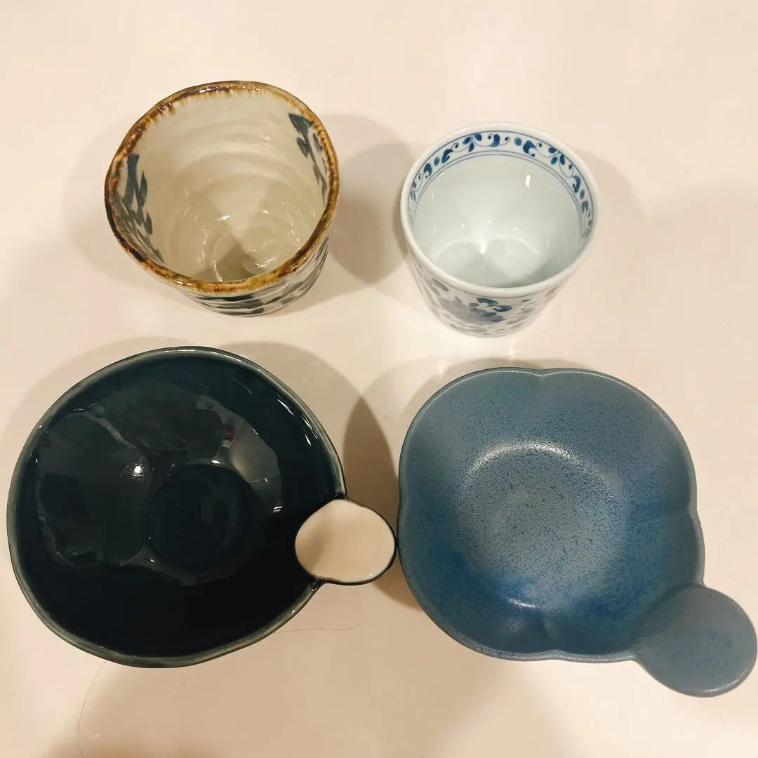 Set of four tableware at the site