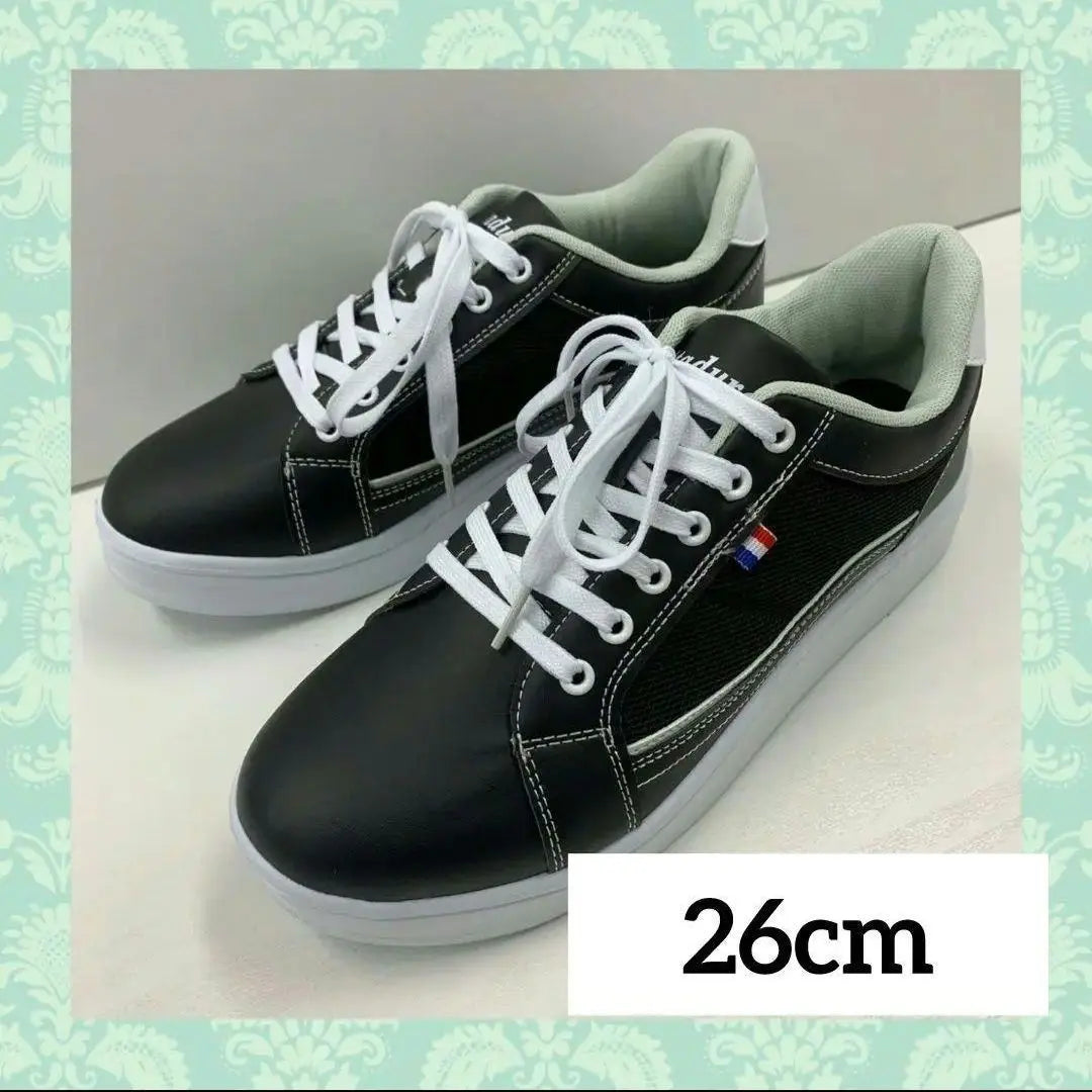 Men's ☆Lightweight/Wide/High Flexibility/String Sneakers/26cm☆Black Black