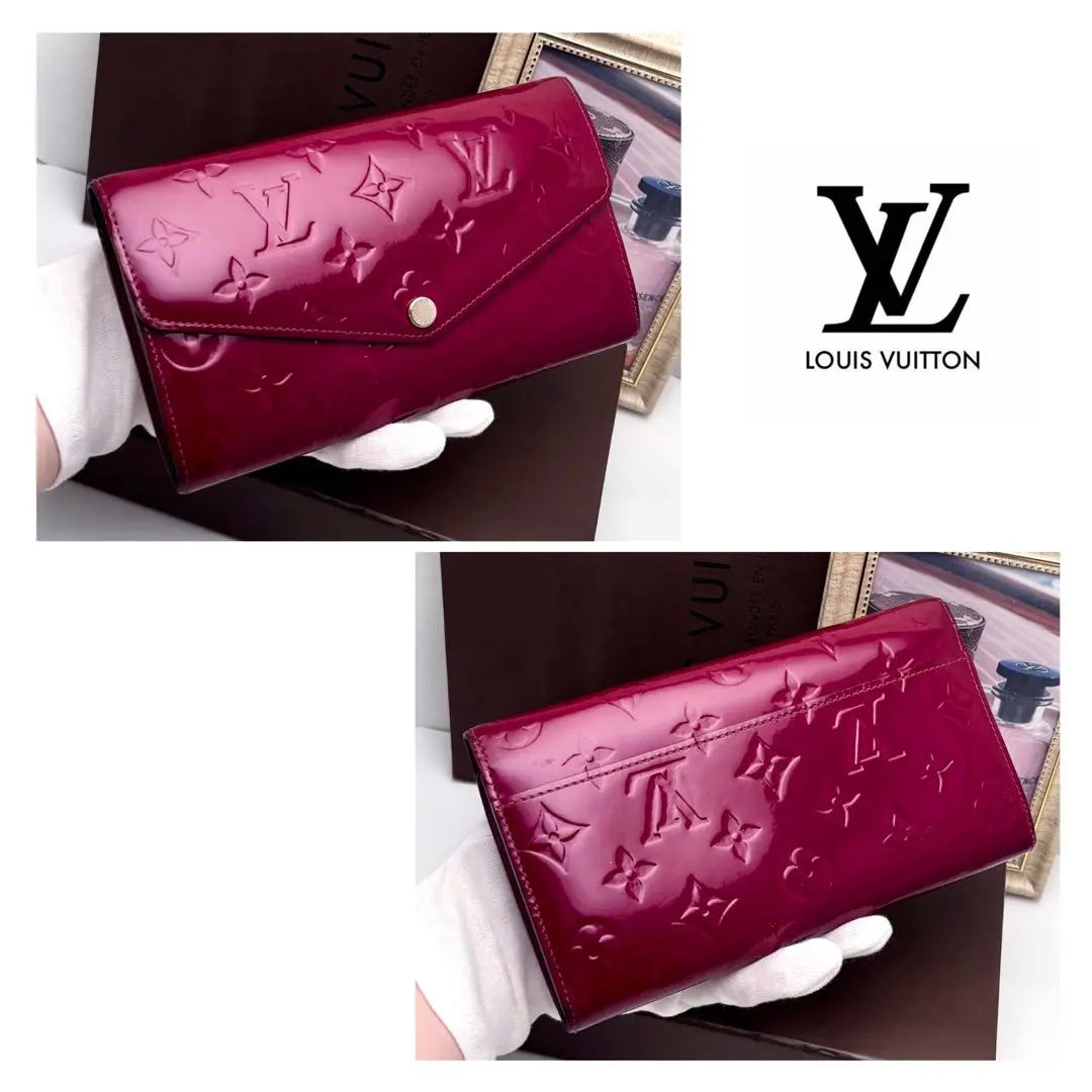 Louis Vuitton Verni Monogram Long Wallet Portofoille Sara Pink