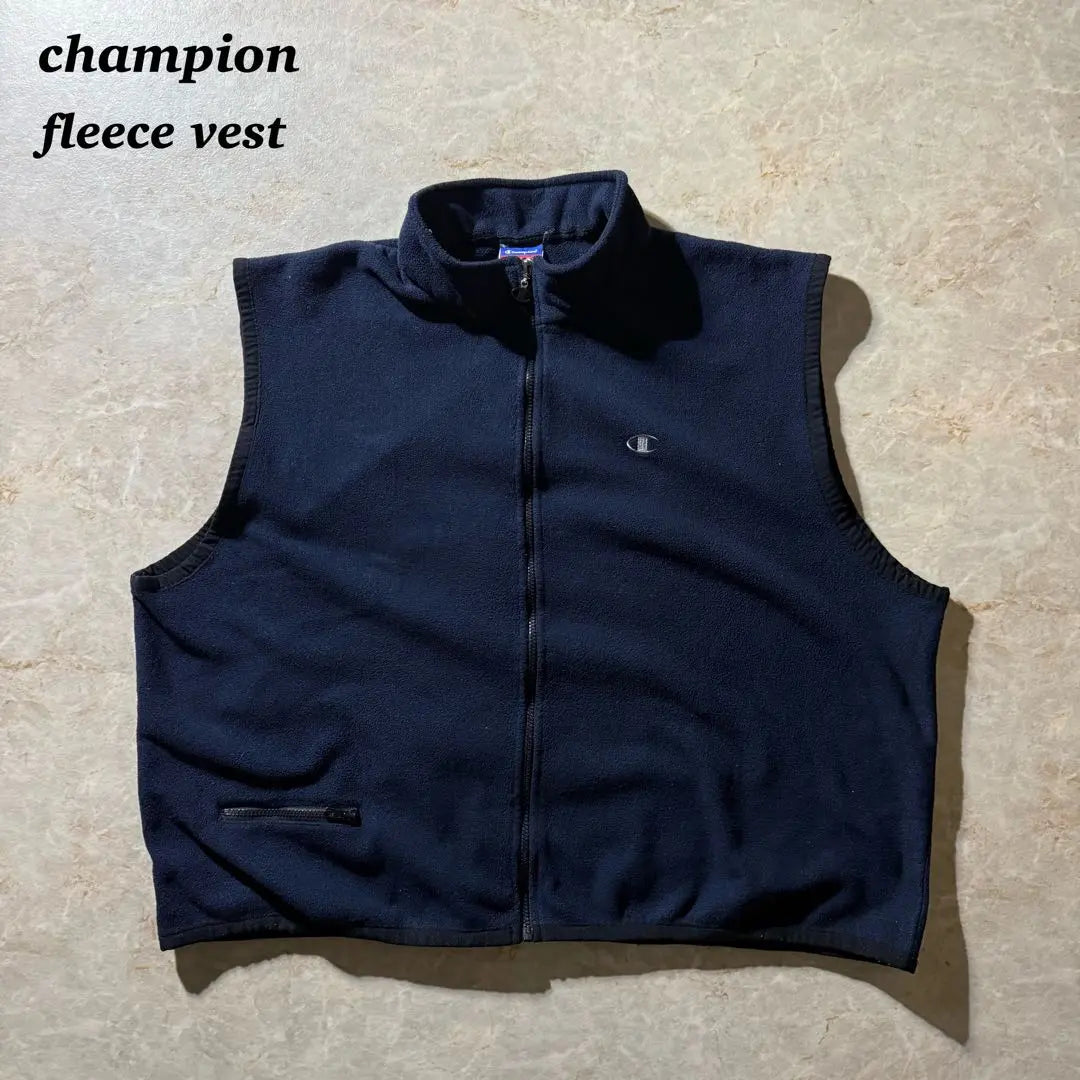 champion fleece vest XXL Navy CBOY embroidery logo zip up