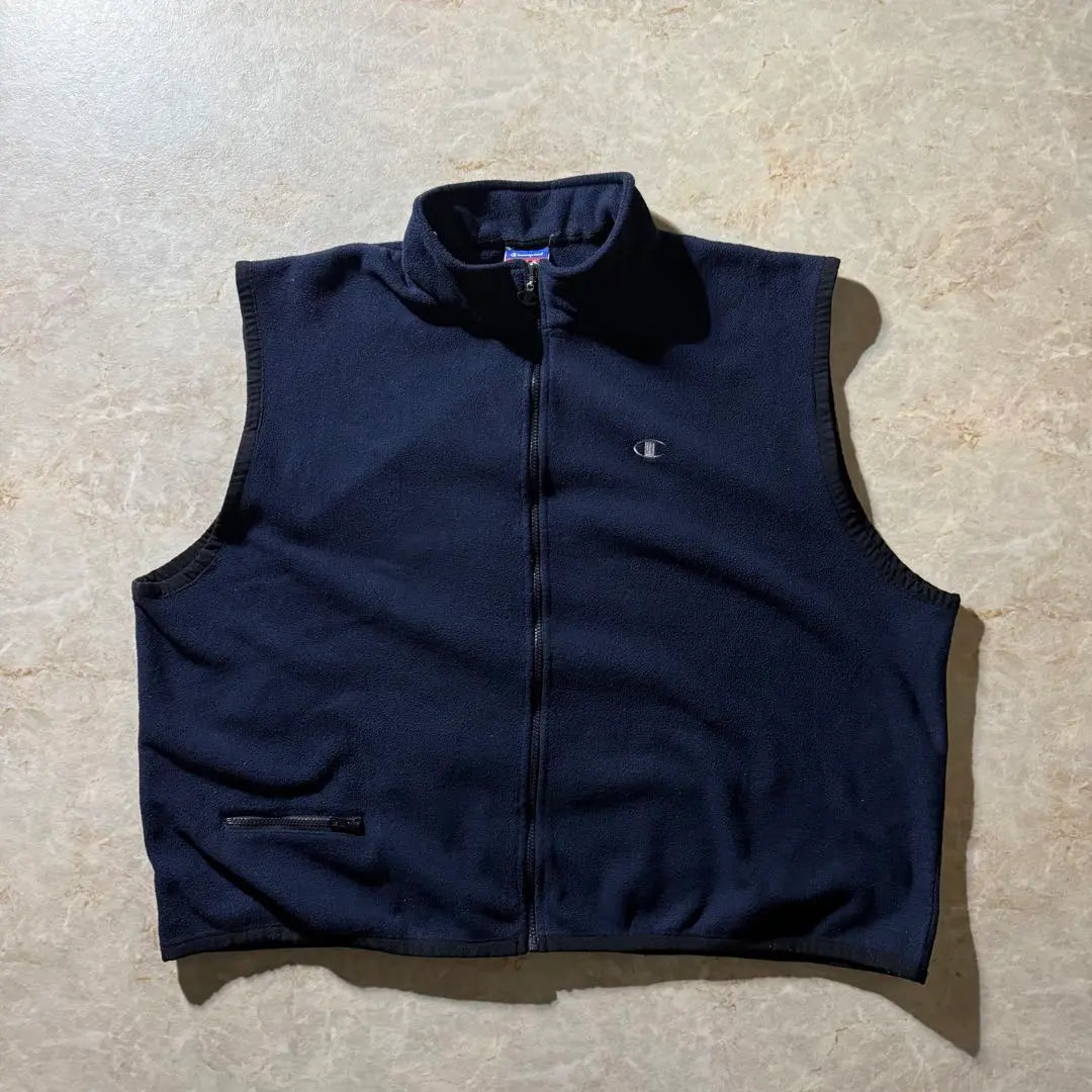 champion fleece vest XXL Navy CBOY embroidery logo zip up