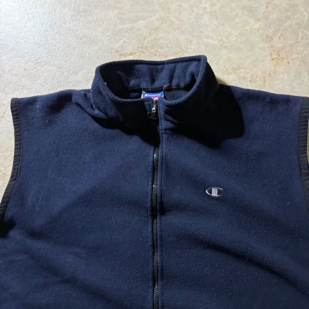 champion fleece vest XXL Navy CBOY embroidery logo zip up