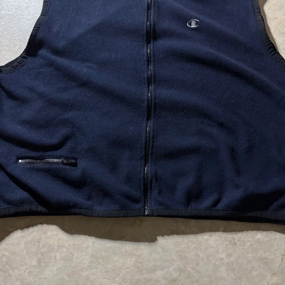 champion fleece vest XXL Navy CBOY embroidery logo zip up