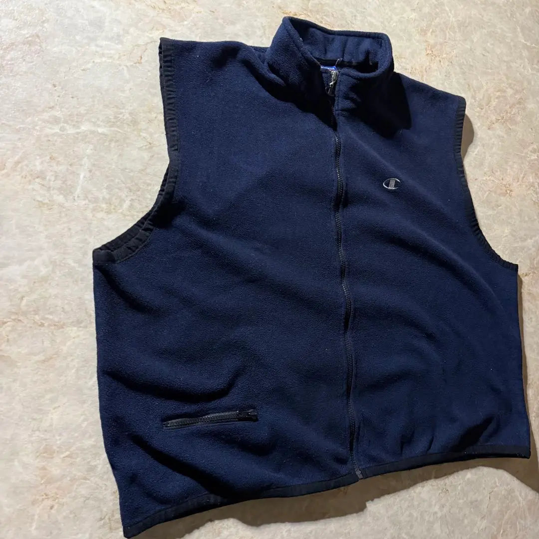 champion fleece vest XXL Navy CBOY embroidery logo zip up