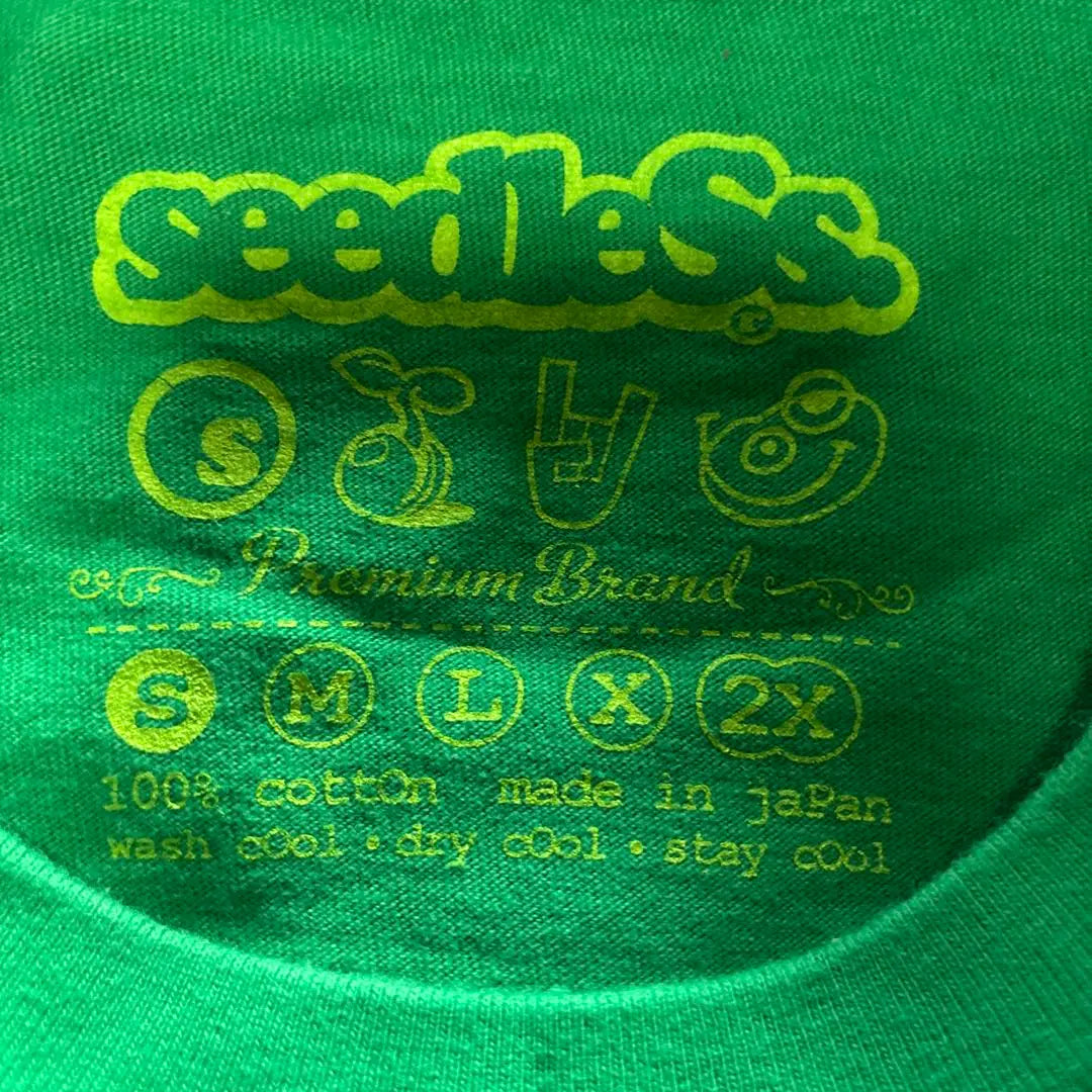 Seedless. Green T -shirt S size | seedleSs. グリーン Tシャツ Sサイズ