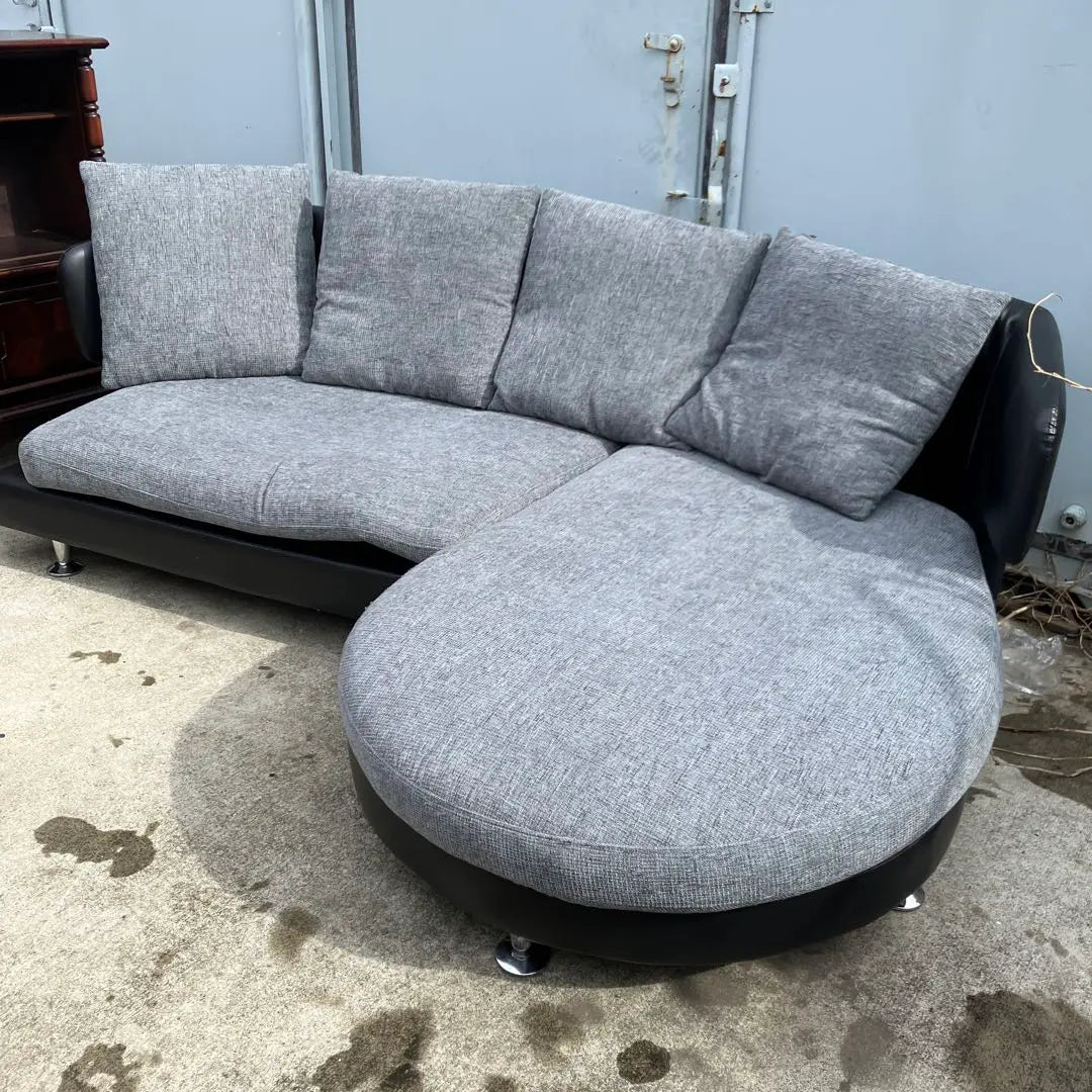 Scandinavian Retro 3 -seat Corner Sofa Sofa Bed Arm Chair Black | 北欧レトロ 3人掛けコーナーソファー ソファーベッド アームチェア ブラック