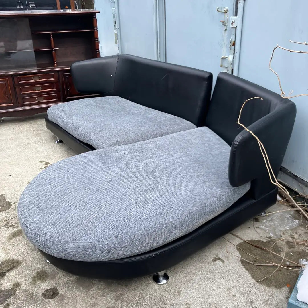 Scandinavian Retro 3 -seat Corner Sofa Sofa Bed Arm Chair Black | 北欧レトロ 3人掛けコーナーソファー ソファーベッド アームチェア ブラック