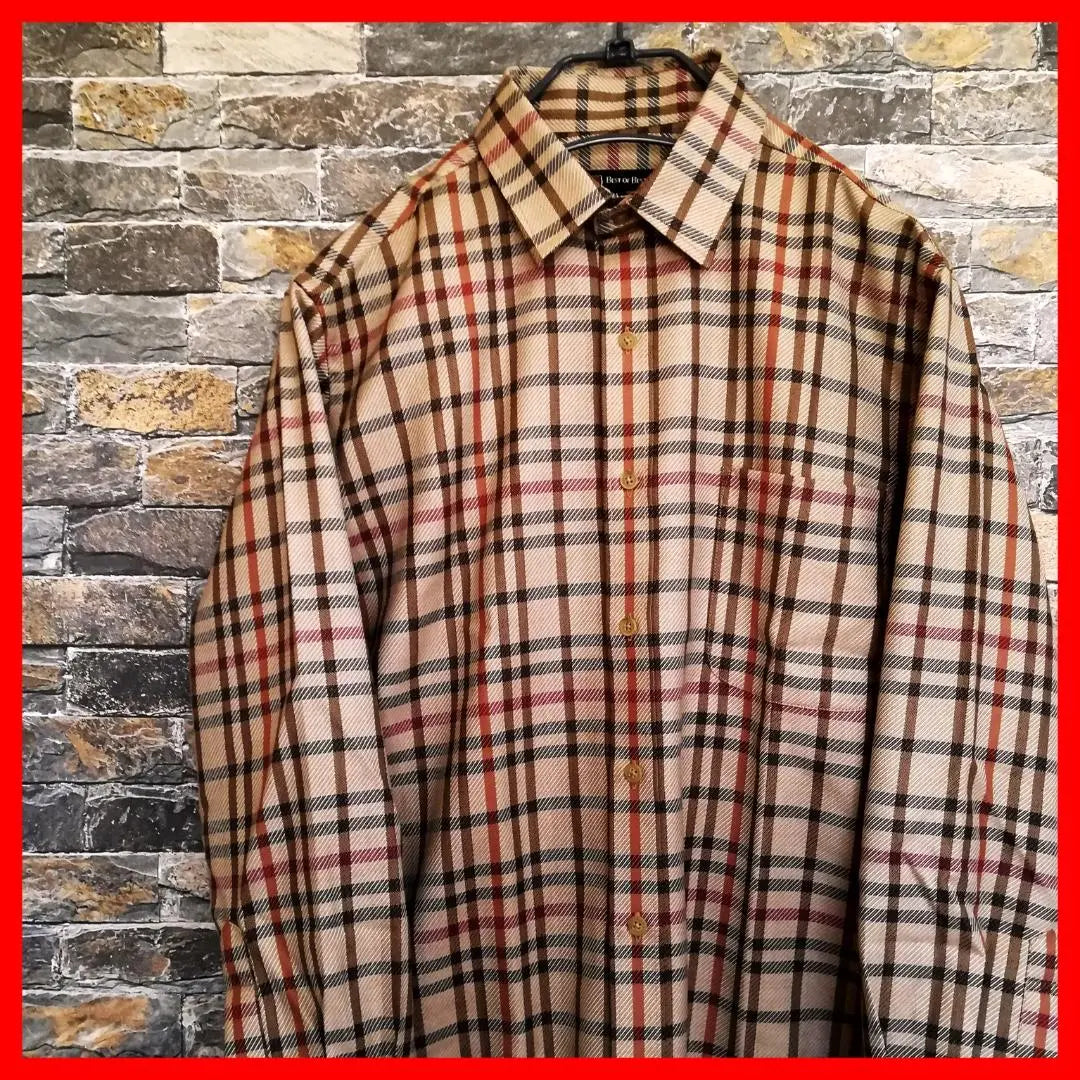 ⭐ "Brand new, unused" tartan check all-over pattern design shirt large long sleeve XL