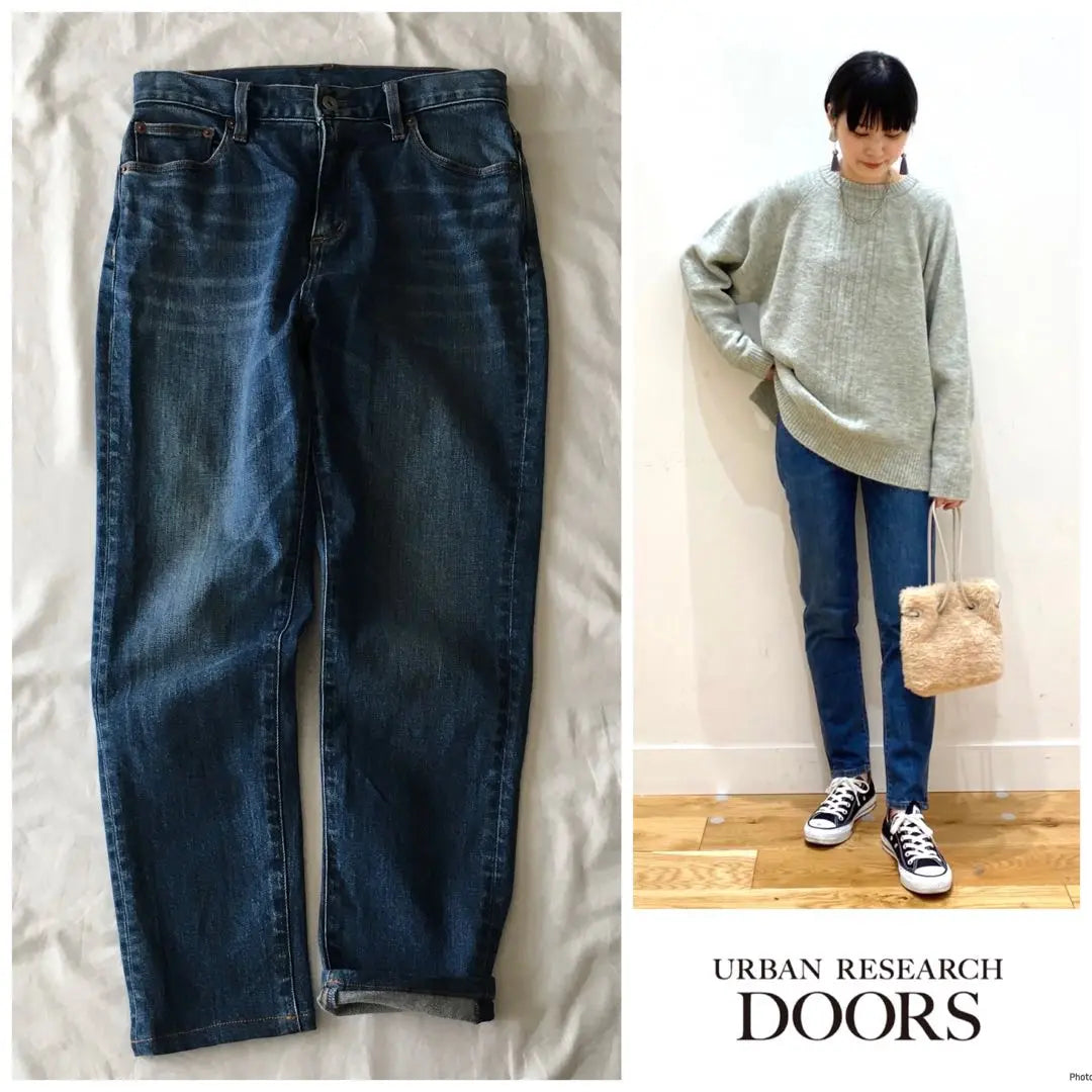 ◎ Urban Research [Lavable] Denim desgastado vintage ajustado