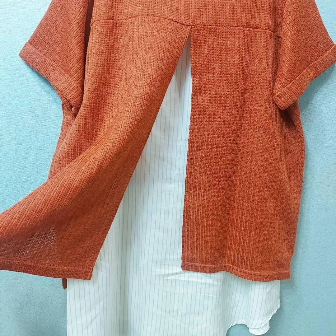 Hash Ash Summer Knit Short Sleeve Top Layered Layered Blouse