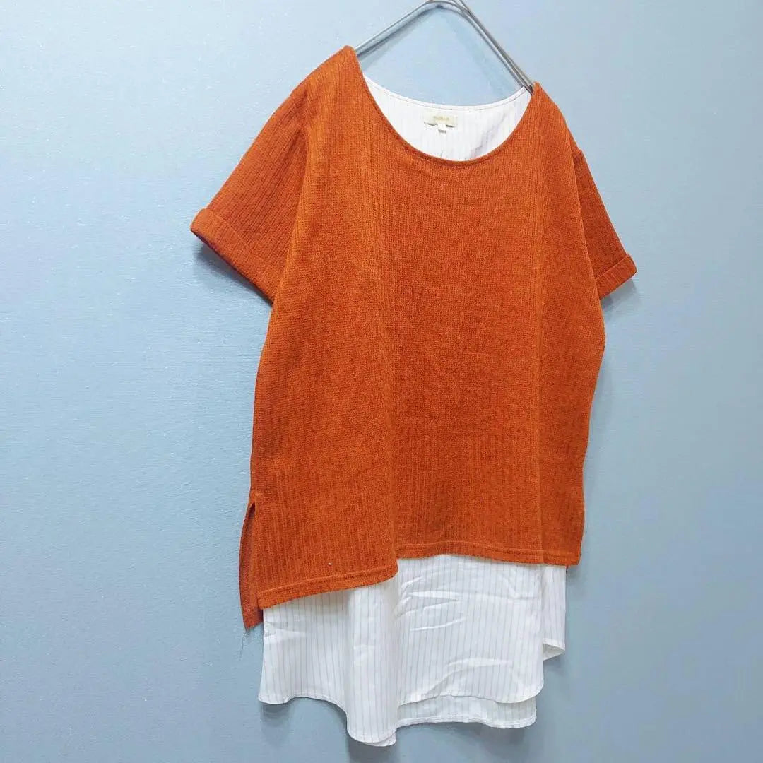 Blusa de manga corta de punto de verano con capas y cuello alto de Hash Ash