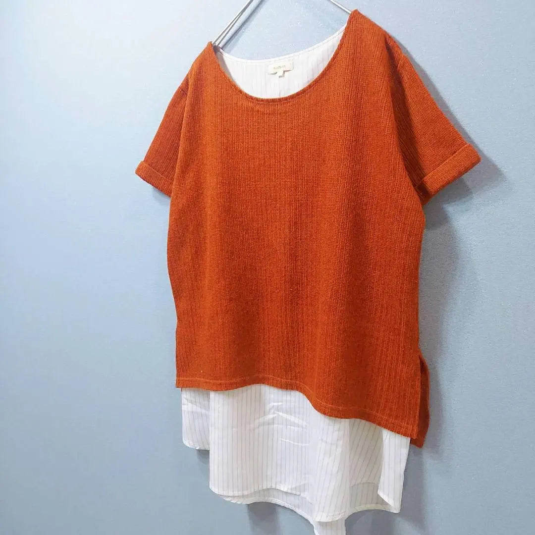 Blusa de manga corta de punto de verano con capas y cuello alto de Hash Ash