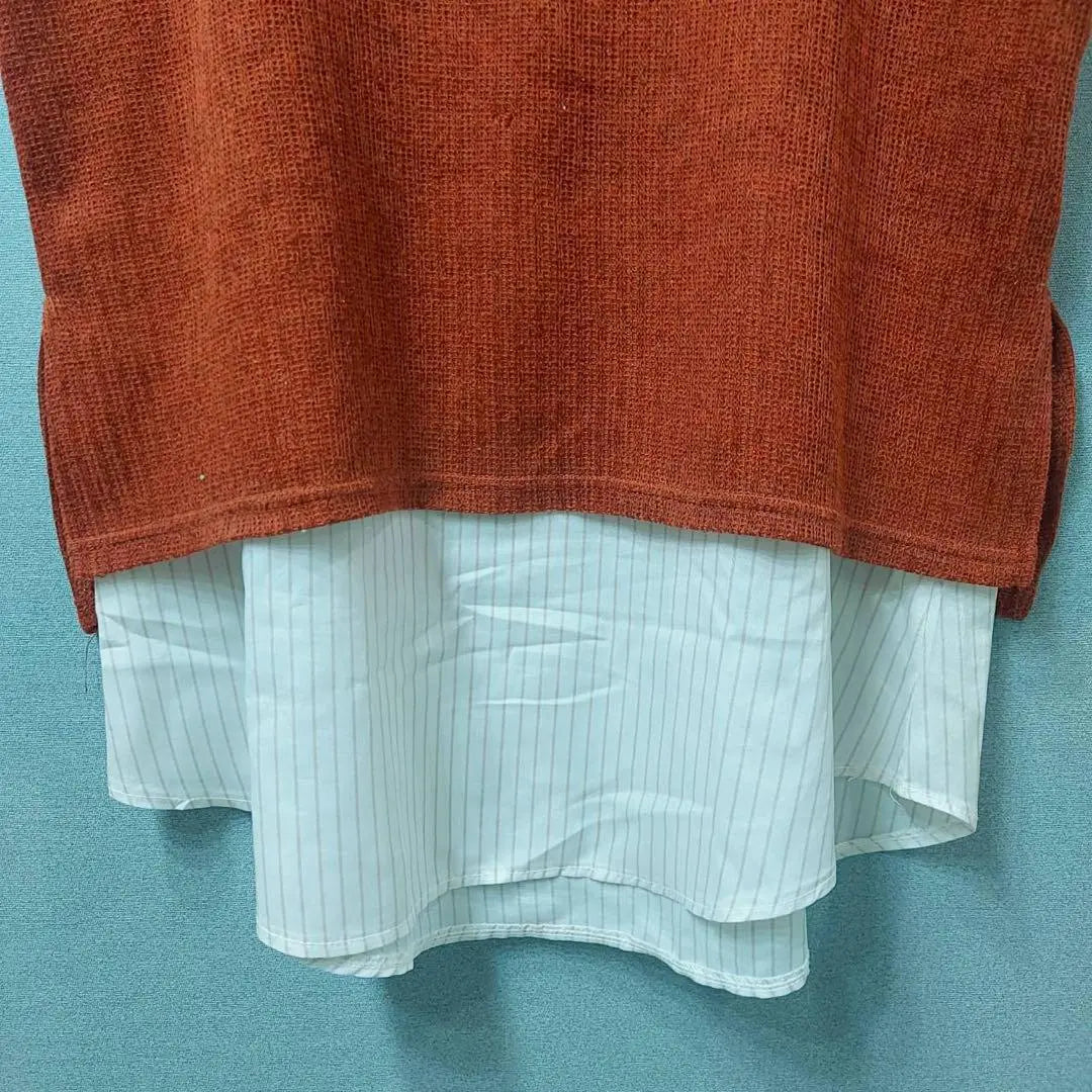 Blusa de manga corta de punto de verano con capas y cuello alto de Hash Ash