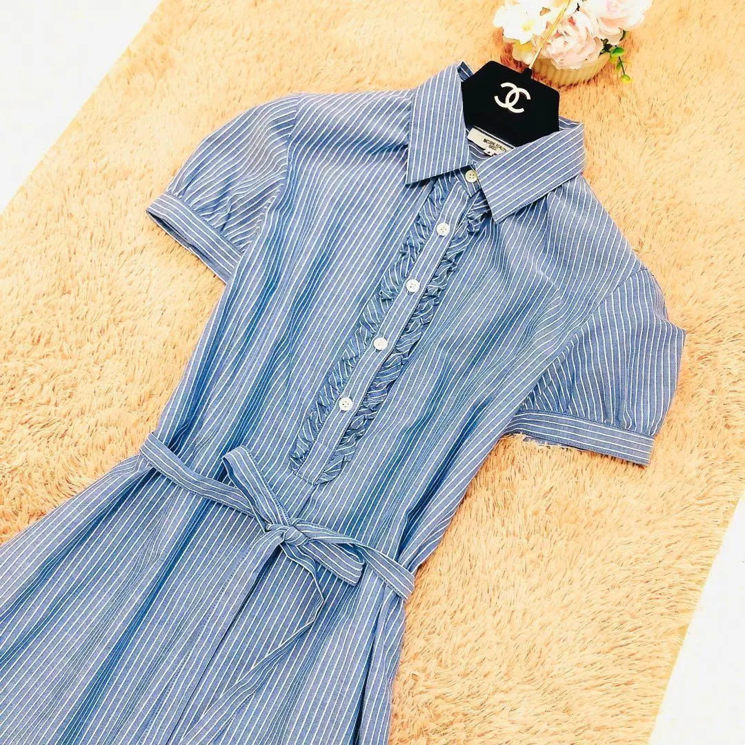 ☘️natural beautybasic striped dress blue